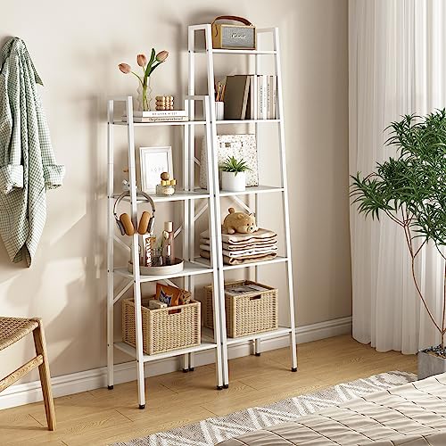 Hoctieon 4-Tier Industrial Ladder Bookshelf, Metal Frame - Image 2