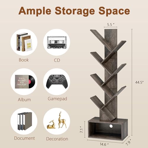 Hoctieon 6 Tier Tree Bookshelf With Drawer - Image 3