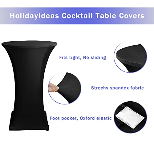 HolidayIdeas Cocktail Table Covers, 2 Pack - Black - Image 3