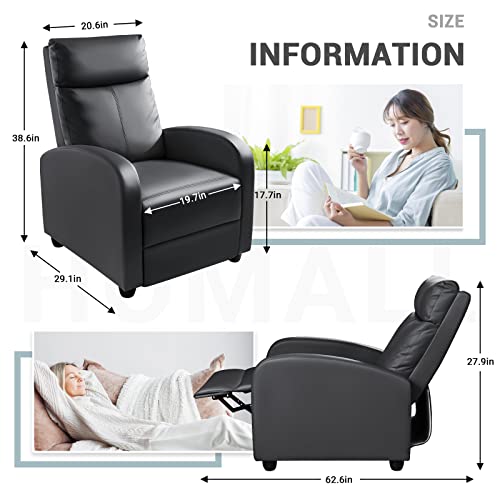 Homall Recliner Sofa PU Leather Chair (Black) - Image 3