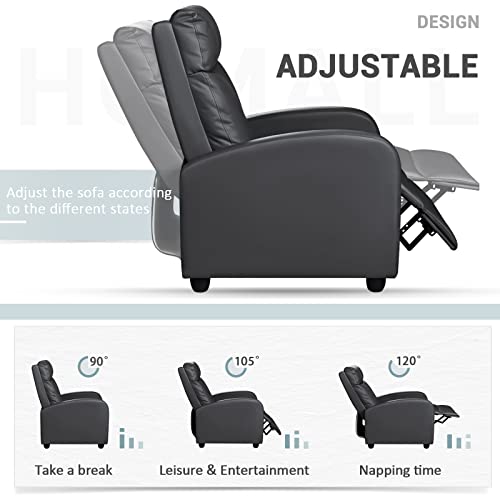 Homall Recliner Sofa PU Leather Chair (Black) - Image 4