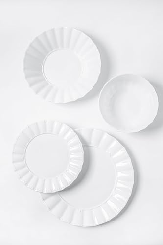 HOMBENE Porcelain Dinnerware Set, 16 Piece, Wavy Pattern - Image 4