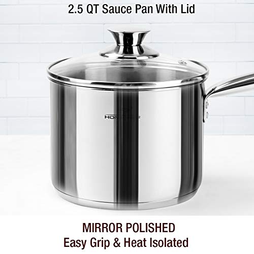 HOMICHEF 14-Piece Nickel Free Stainless Steel Cookware Set - Image 5