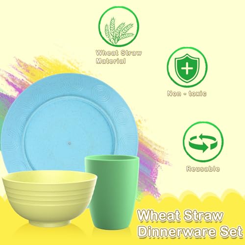 Homienly Wheat Straw Dinnerware Set Unbreakable - Image 3