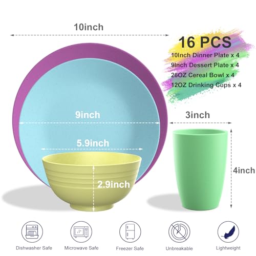 Homienly Wheat Straw Dinnerware Set Unbreakable - Image 2