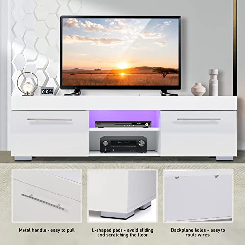 HOMMPA LED TV Stand with High Gloss Drawers - Image 4