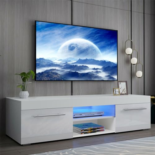 HOMMPA LED TV Stand with High Gloss Drawers - Image 5
