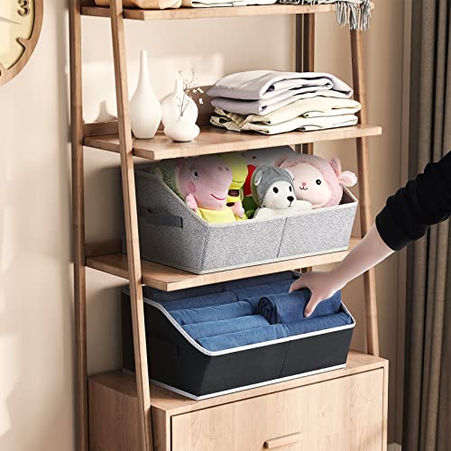 Homsorout Large Fabric Closet Organizer Bins, Light Grey - Image 4
