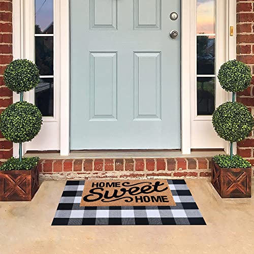 Homydecor Coco Coir Welcome Mat + Buffalo Plaid Rug Combo - Image 5