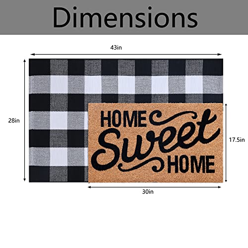 Homydecor Coco Coir Welcome Mat + Buffalo Plaid Rug Combo - Image 2