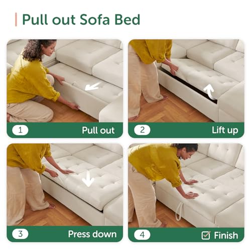 HONBAY Sleeper Sectional Sofa With Storage Chaise - Image 4