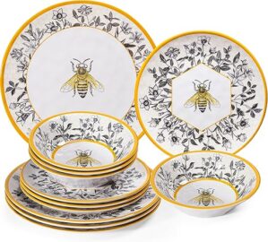 LEHAHA Honeycomb Bee Melamine Dinnerware Set