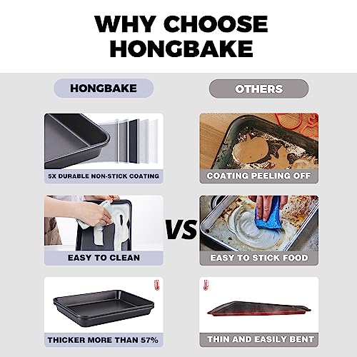 HONGBAKE Toaster Oven Pans Nonstick Cookie Sheets - Image 2