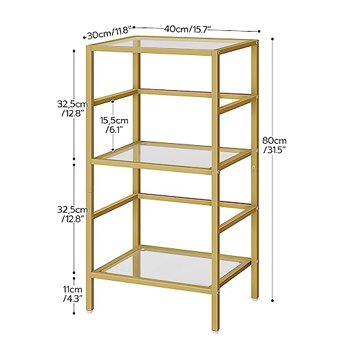 HOOBRO 3-Tier Tempered Glass Bookcase, Gold - Image 3