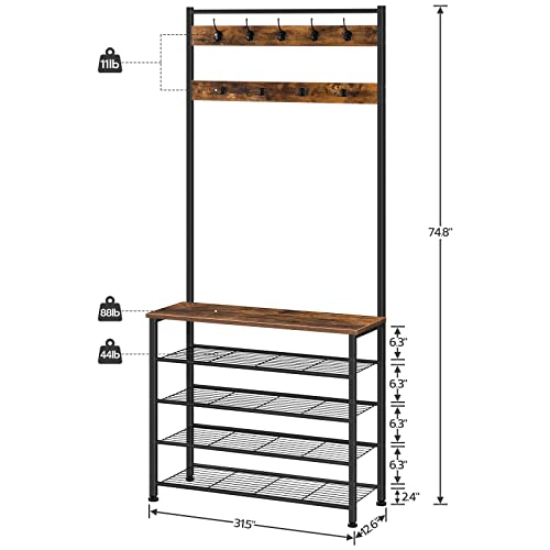 HOOBRO Coat Rack With Shoe Rack And Bench - Image 4