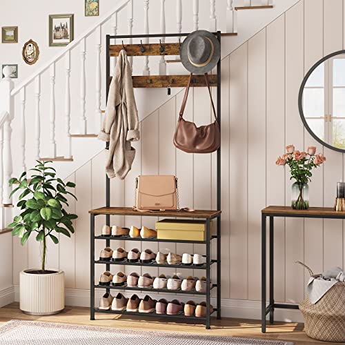 HOOBRO Coat Rack With Shoe Rack And Bench - Image 2