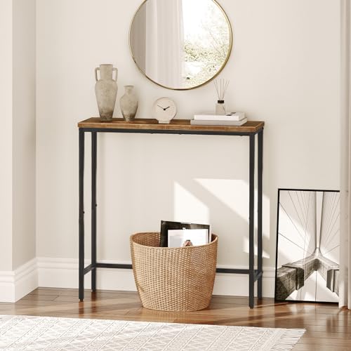 HOOBRO Narrow Console Table, Rustic Brown BF75XG01 - Image 3