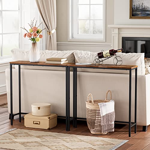 HOOBRO Narrow Console Table, Rustic Brown BF75XG01 - Image 4