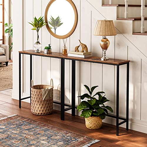 HOOBRO Narrow Console Table, Rustic Brown BF75XG01 - Image 2