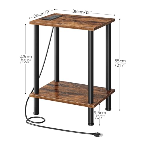 HOOBRO Side/End Table With Charging Station, Set Of 2 - Image 3