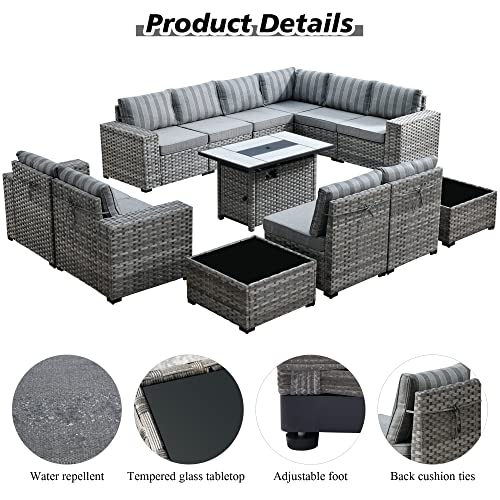 HOOOWOOO Outdoor Patio Sofa Set With Fire Pit - Image 5