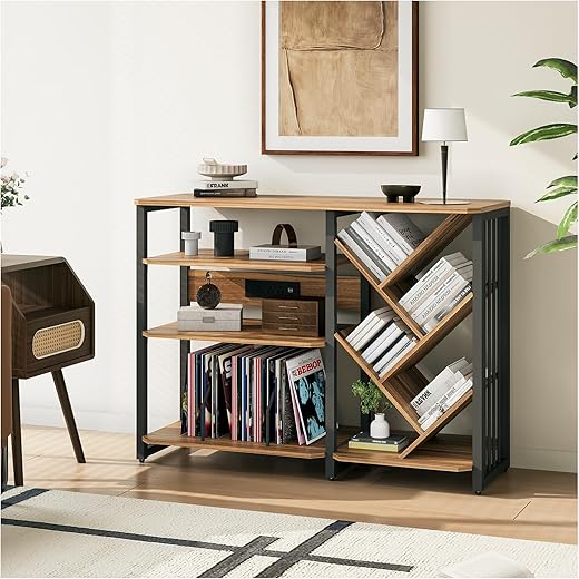 JOINICE Horizontal Bookshelf With LED Lights