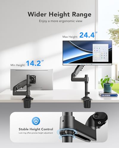 HUANUO Adjustable Single Monitor Arm Desk Mount - Image 4