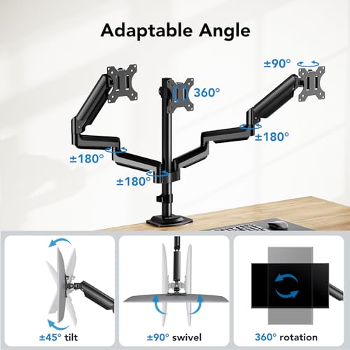 HUANUO Triple Monitor Stand For 13-27 Inch Screens - Image 4
