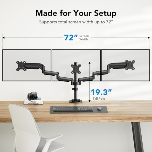 HUANUO Triple Monitor Stand For 13-27 Inch Screens - Image 5