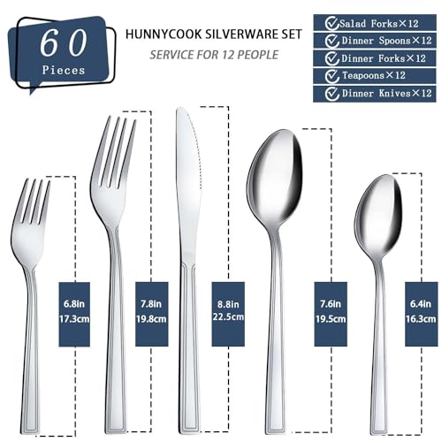 hunnycook 60-Piece Stainless Steel Silverware Set - Image 2