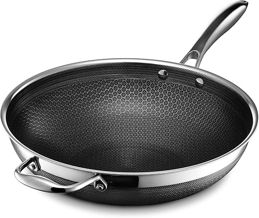 HexClad Hybrid Nonstick 12-Inch Wok, Stay-Cool Handle