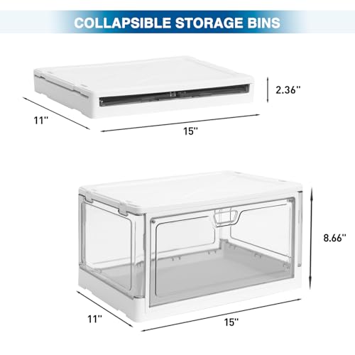 HYBRIDEAS Clear Stackable Storage Bins With Lids - Image 2