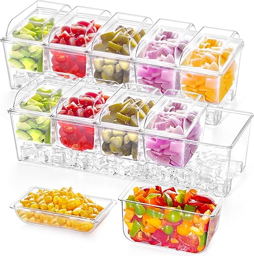 Lifewit Ice Chilled Condiment Caddy With Containers