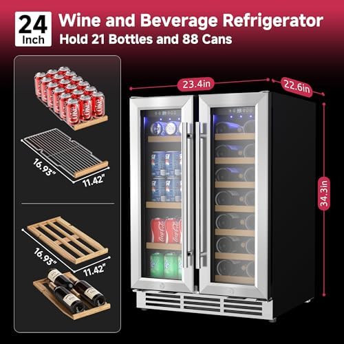 Icyglee Dual Zone Wine Cooler, Glass Door - Image 2