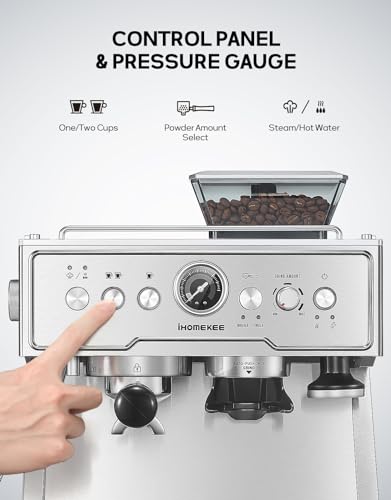 Ihomekee Espresso Coffee Maker With Grinder - Image 5