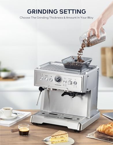 Ihomekee Espresso Coffee Maker With Grinder - Image 2
