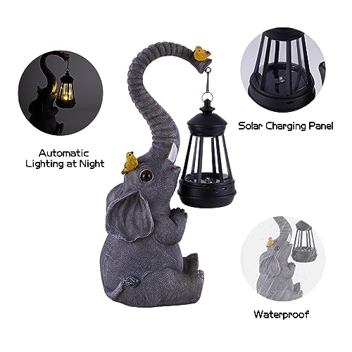 ILLUMINEW Elephant Figurines With Cute Birds Garden Decor - Image 3