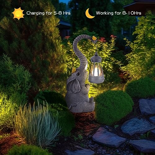 ILLUMINEW Elephant Figurines With Cute Birds Garden Decor - Image 4