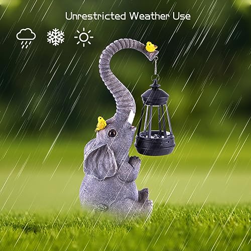 ILLUMINEW Elephant Figurines With Cute Birds Garden Decor - Image 5