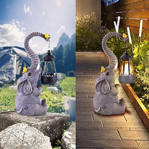 ILLUMINEW Elephant Figurines With Cute Birds Garden Decor - Image 2