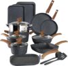 Kitchen Academy Induction Cookware Set, 17-Piece Non-stick