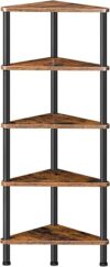 HOOBRO Industrial 5-Tier Corner Bookshelf, Rustic Brown