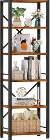 Furologee Industrial 6 Tier Narrow Bookcase Organizer