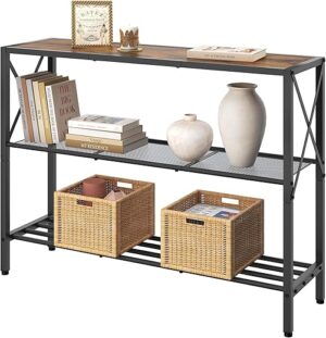 Hoctieon Industrial Console Table With Shelves