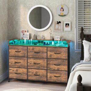 EXOTICA Industrial Dresser With Charging Station And LED Light