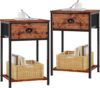 Furologee Industrial Nightstands Set With Storage Shelves