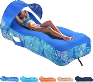 glowsky Inflatable Lounger Air Sofa With Sun-Shade