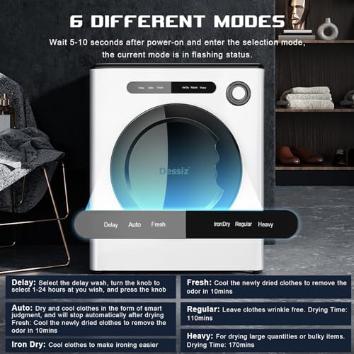 Iorbur DTD10-White Portable Clothes Dryer, 11lbs Capacity - Image 3