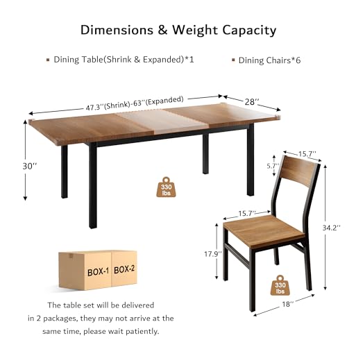 iPormis 7-Piece Extendable Dining Table Set - Image 2