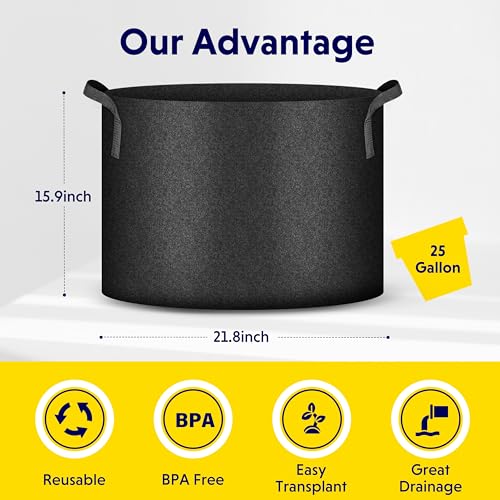 iPower 25 Gallon Heavy Duty Fabric Grow Bags - Image 2